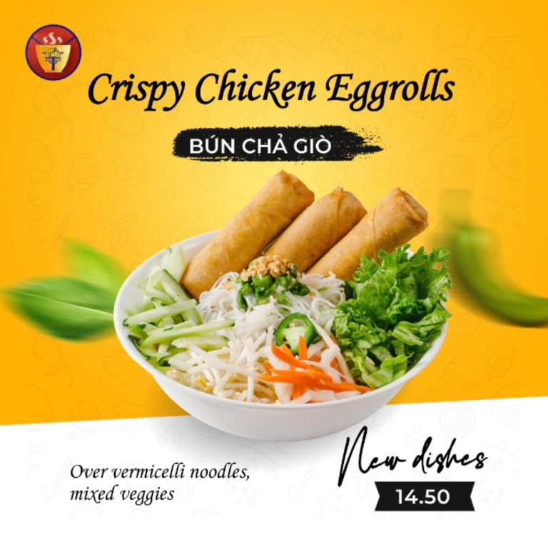 Crispy Chicken Eggrolls with Vermicelli Noodles (Bun Cha Gio)