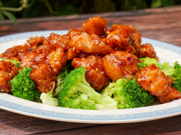 X38. General Tong’s Chicken or Shrimp  over Rice