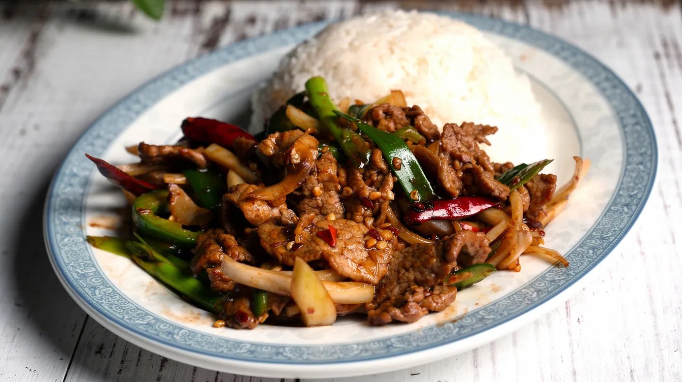 X19. Mongolian Beef or Chicken over Rice