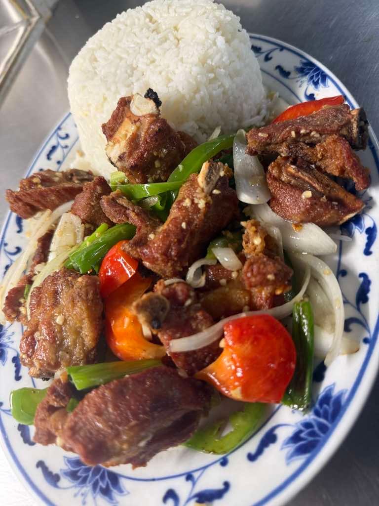 X22. Pepper Salted Spareribs over Rice
