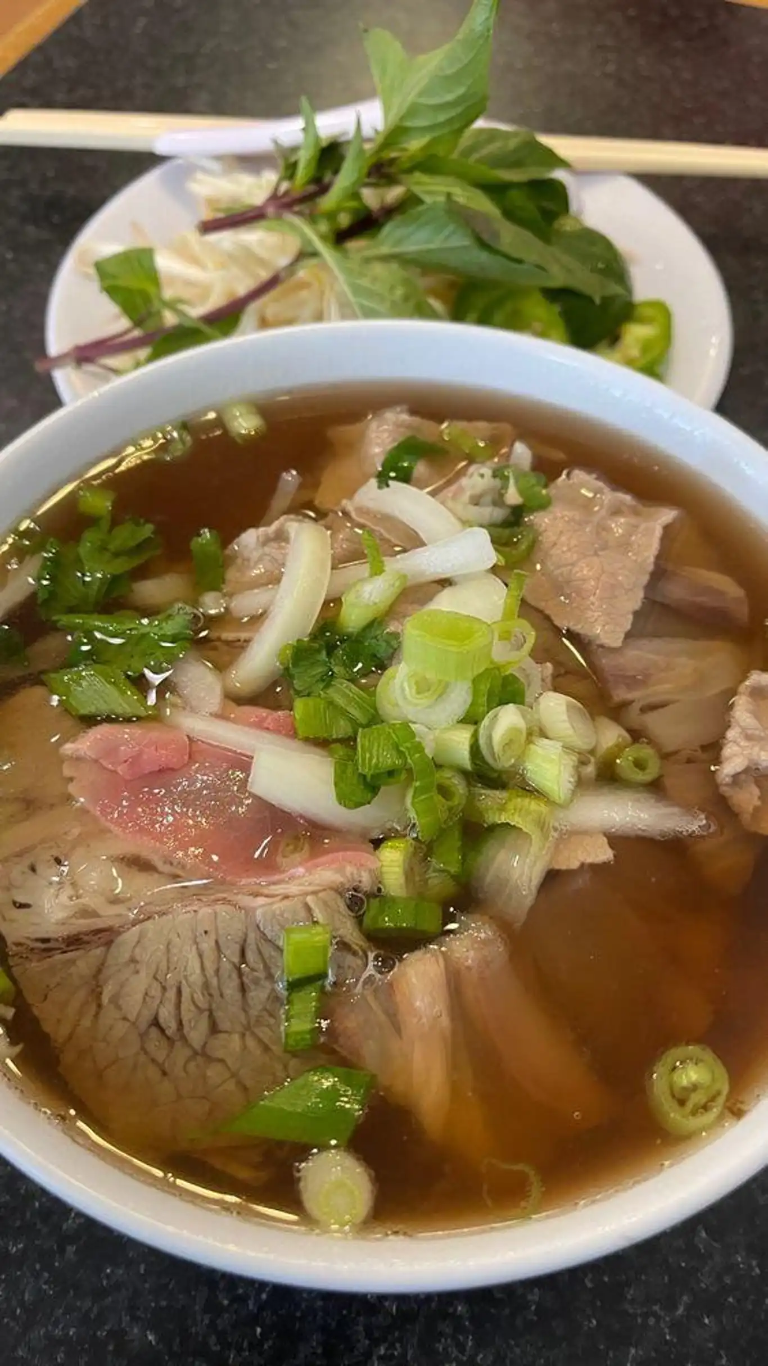 3. Rare steak, fat brisket, tendon, and tripe