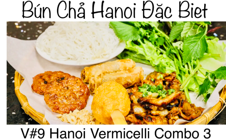 V9*Hanoi Vermicelli Combo 3(Pork Bell, Fatty Pork Patty, Sea Food Egg Roll, Shrimp Ball)