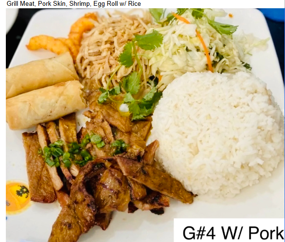 G4* Grill Meat, Pork Skin, Shrimp, Egg Roll