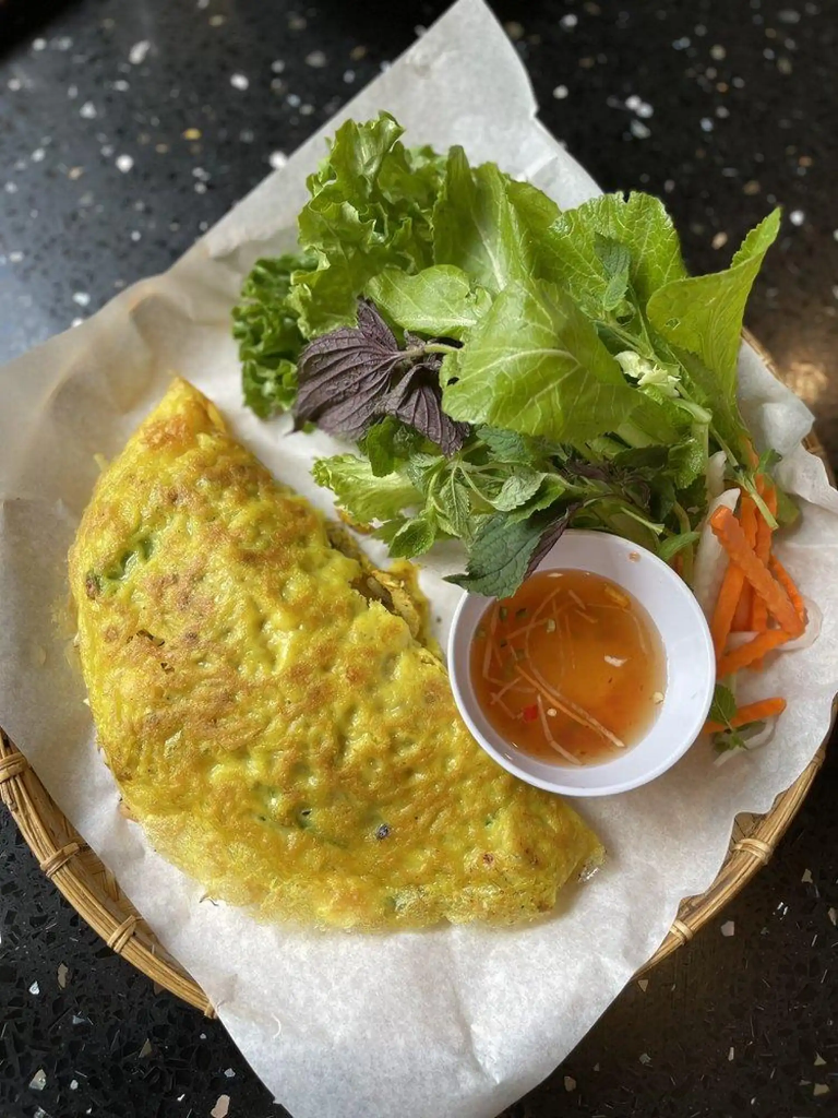 Vietnamese Egg Crepe with Pork Belly and Shrimp