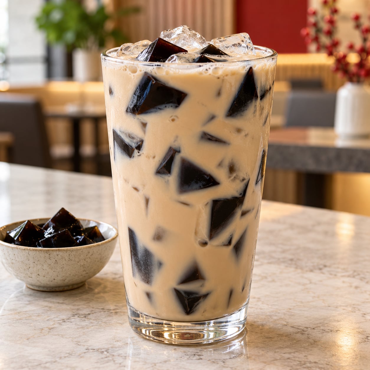 GRASS JELLY MILK TEA